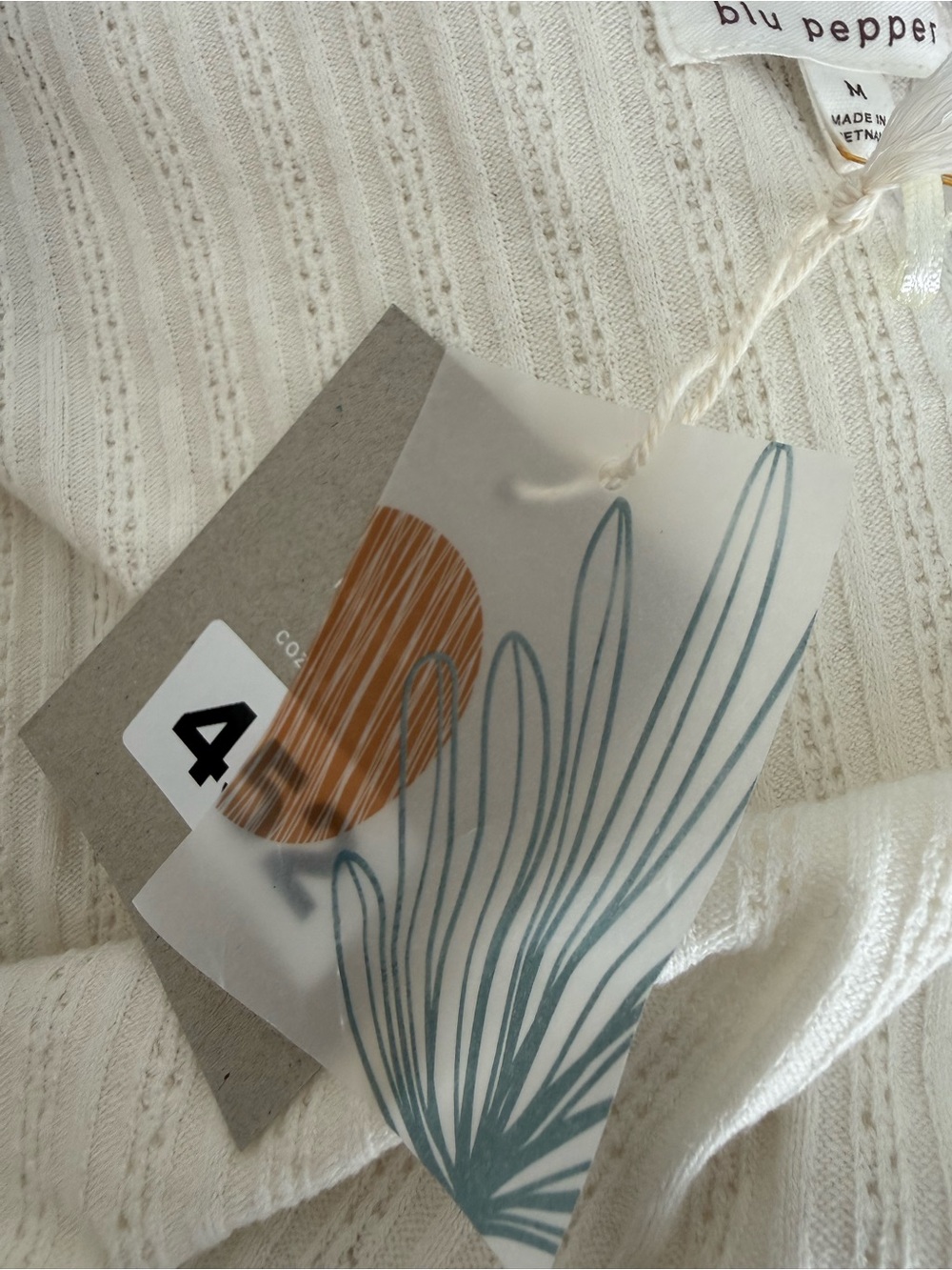 Blu Pepper Cream Open-Front Ribbed Cardigan - Picture 5 of 7